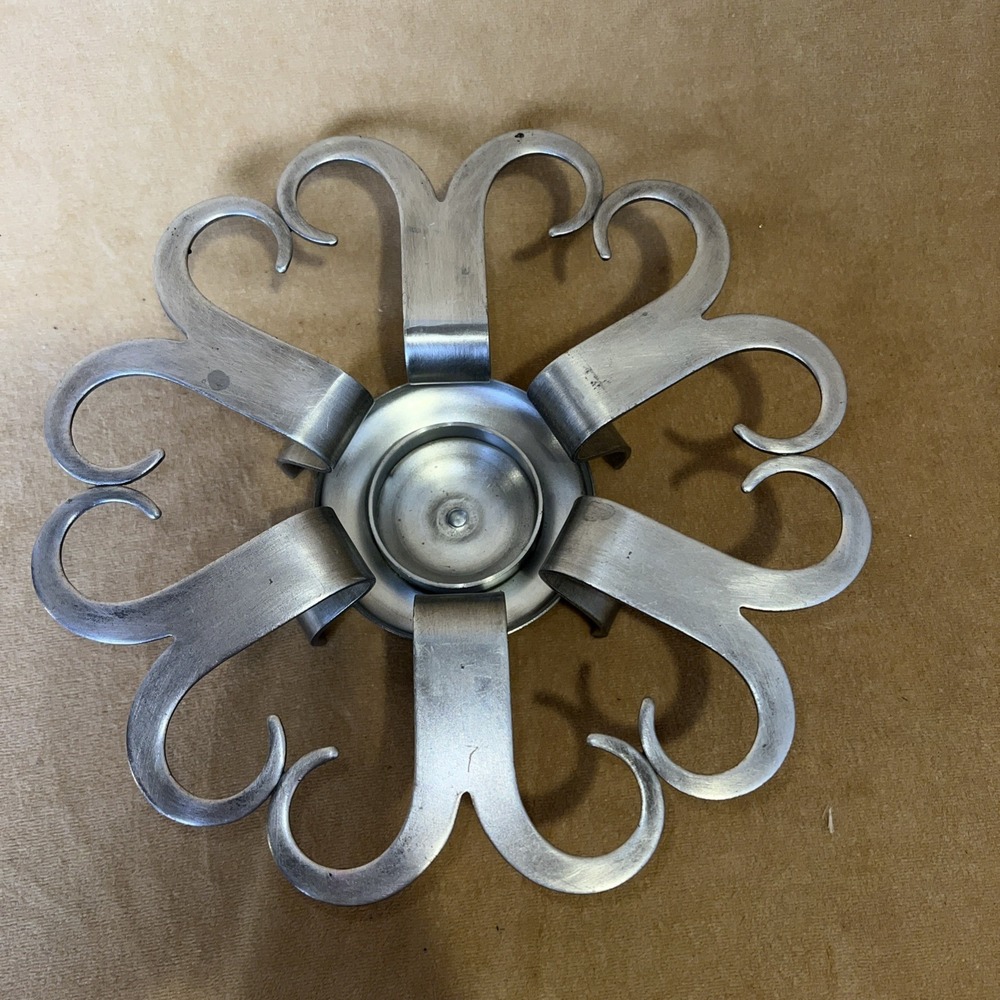 Vintage 1960s MCM Brushed Metal Votive Candle Warming Trivet Eskilstuna Sweden